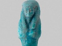 Aeg F 59  Aeg F 59, Dritte Zwischenzeit, Uschebti, Blaue, poröse Fayence, H 7,8 cm, B 2,5 cm, T 1,6 cm : Bestandskatalog Ägypten, Museumsfoto: Claus Cordes
